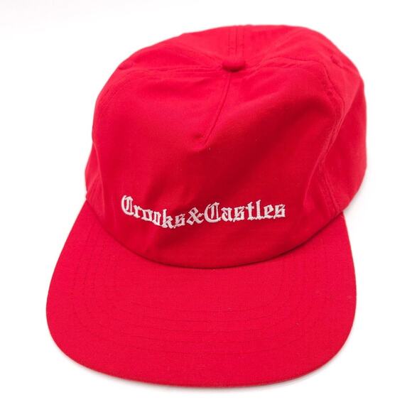 Crooks & Castles Snapback Hat Ball Cap Red Flat Bill Streetwear Embroidered - Picture 2 of 7